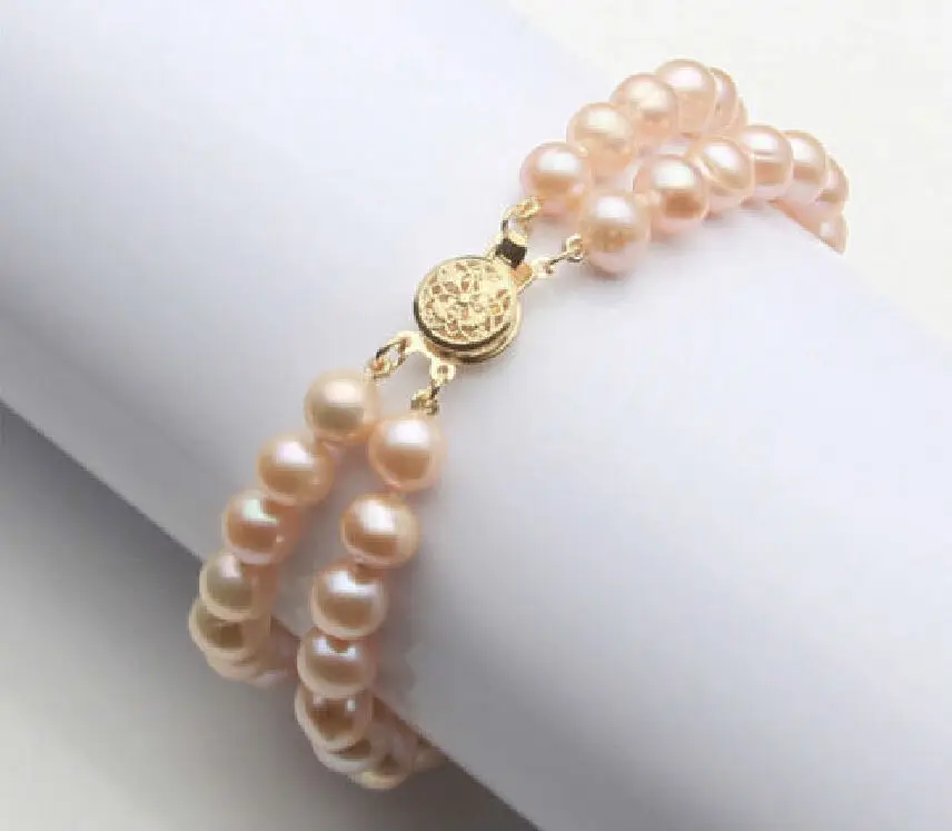 

BEAUTIFUL NATURAL ROUND 9-10MM SOUTH SEA GENUINE PINK PEARL BRACELET