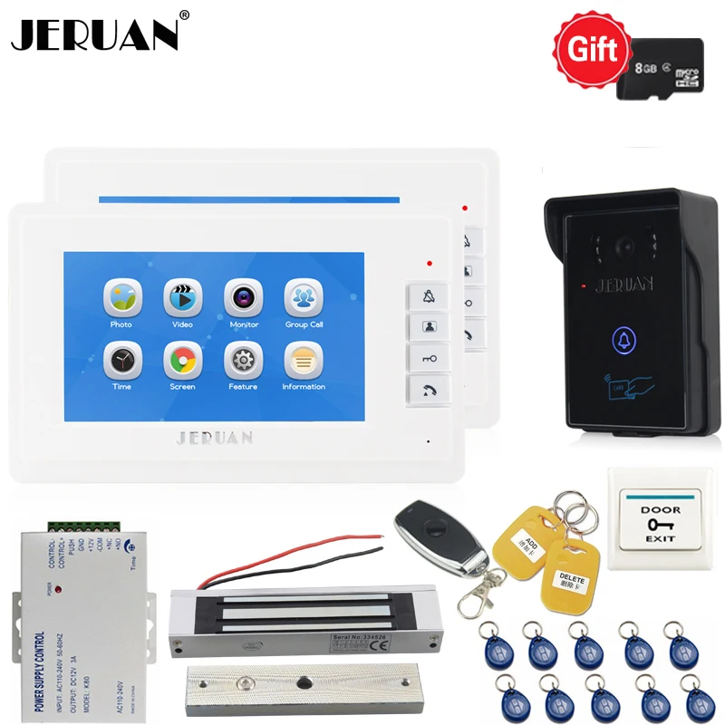 Видеодомофон JERUAN 1V2 с экраном 7 дюймов Водонепроницаемая RFID камера доступа