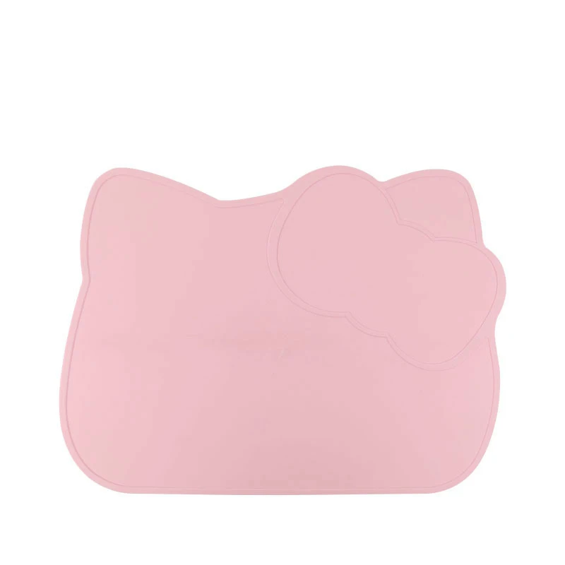 kitty pink Мультяшные Водонепроницаемые силиконовые подставки под столовые приборы для малышей качественные детские столовые приборы из силикагеля большой размер BPA бесплатно - Цвет: kitty pink