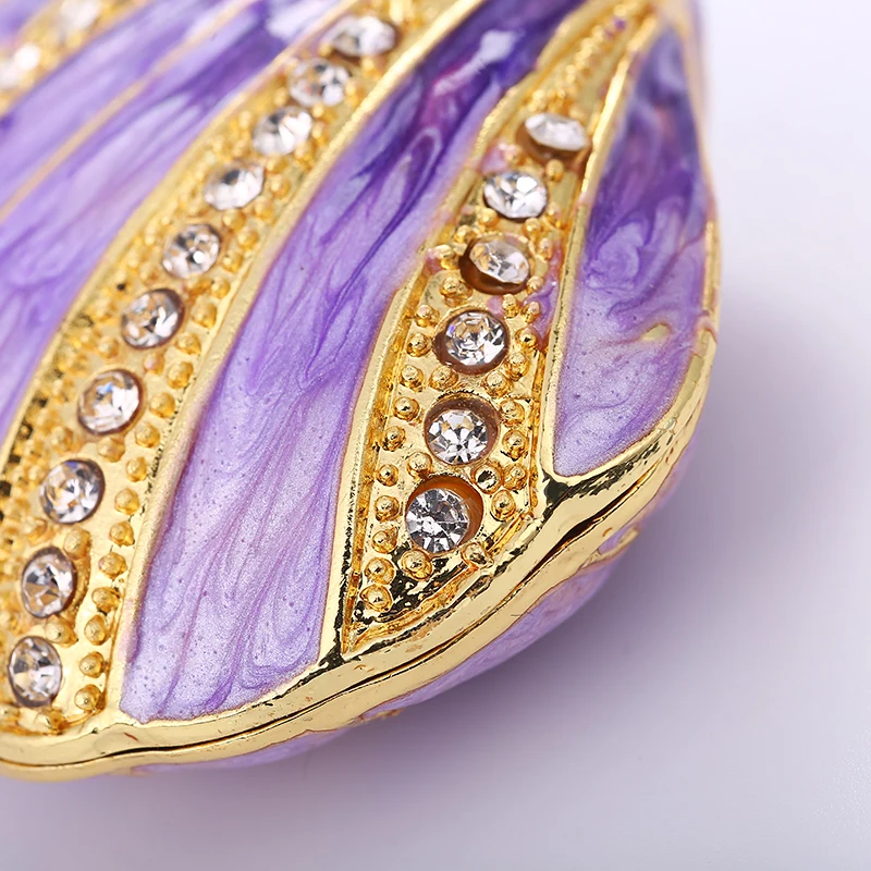 YUNGE 2.6&quot Metal Purple Shells Figurine Women Jewelry Storage Box Wedding Decor Colorful Crystal Basket Magnet Crafts | Дом и сад