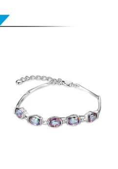 JewelryPalace Винтаж 6ct вогнутый Овальный мистический Радужный Топаз Браслеты Твердые 925 пробы Серебряный Шарм ювелирные украшения для женщин