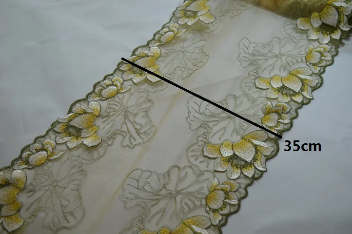 1YD красный~ Зеленый~ ЖЕЛТЫЙ~ Роза-кармин зеркало Цветочная вышивка высокое качество кружевной ткани вышитые кружева trim171111