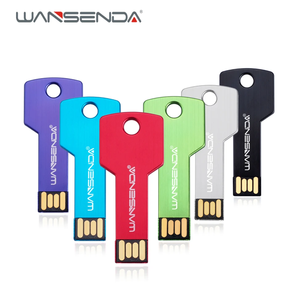 Wansenda usb флеш накопитель с металлическим ключом 4 ГБ 8 16 32 64 128 многоцветный карта