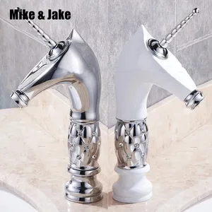 Бесплатная доставка, золотистый смесители в форме единорога, смеситель для раковины в ванную комнату, с кристальным корпусом, Благородный Великолепный Поворотный смеситель для раковины