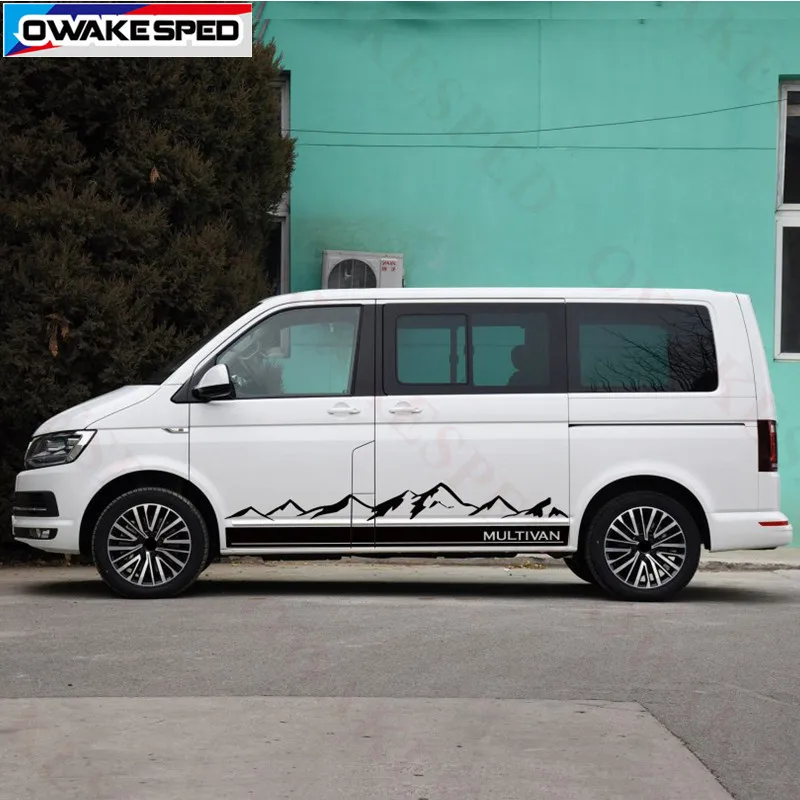 Горная графика Виниловая наклейка для Volkswagen Multivan T5 T6 Спорт на открытом воздухе California автомобиля стикеры кузова двери боковые полосы