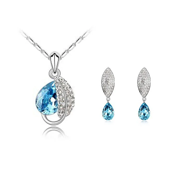 Женский ювелирный комплект из колье и серёг с австрийским кристаллом|party jewelry