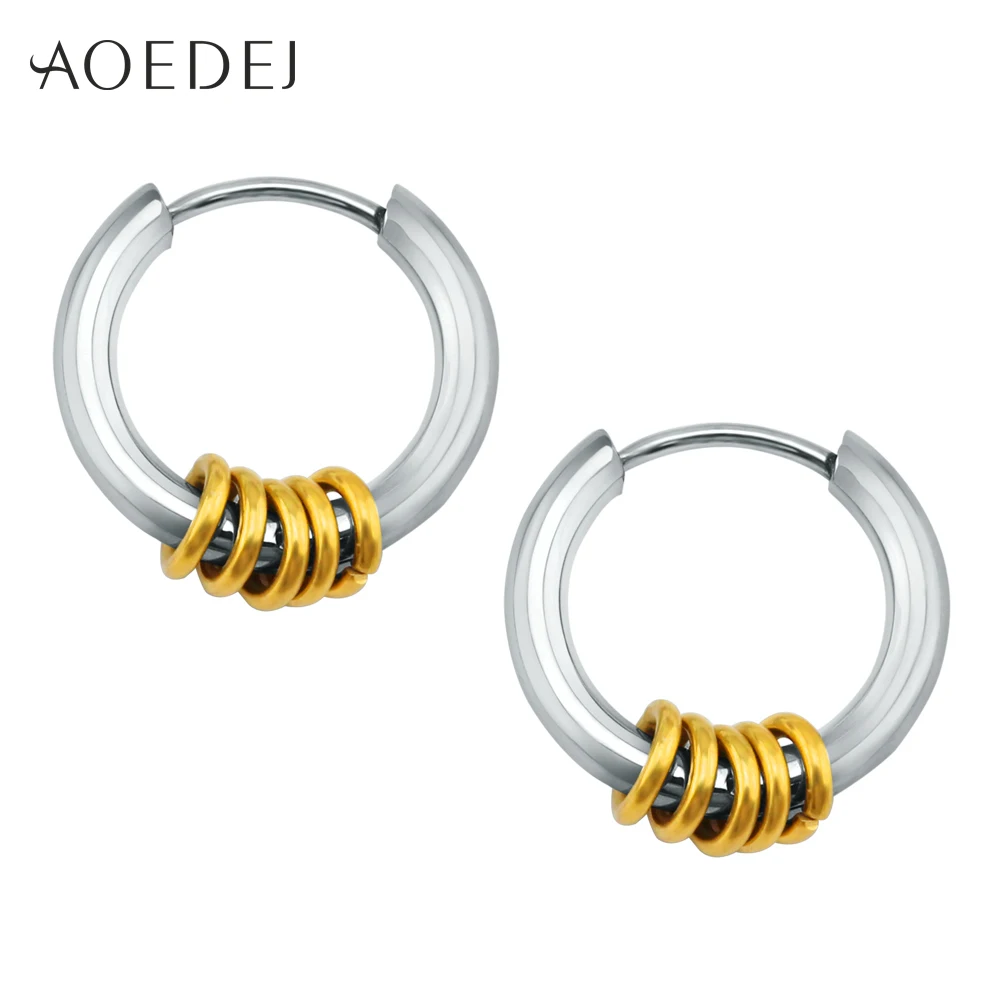 Gold AOEDEJ серьги-кольца золотистого цвета из нержавеющей стали маленькие серьги-кольца для женщин и мужчин в стиле панк круглые серьги на клипсах Creole Femme - Окраска металла: Gold