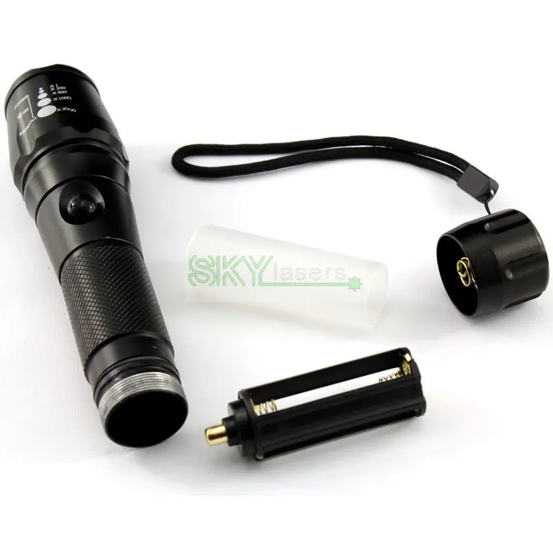 XM L T6 1600LM 7 режимный масштабируемый белый фонарик черный (1x18650/3 x AAA)|xm-l t6|flashlight