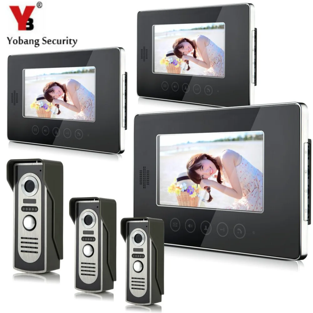 Yobangsecurity 7 дюймовый видео телефон двери Дверные звонки домофон Системы Ночное