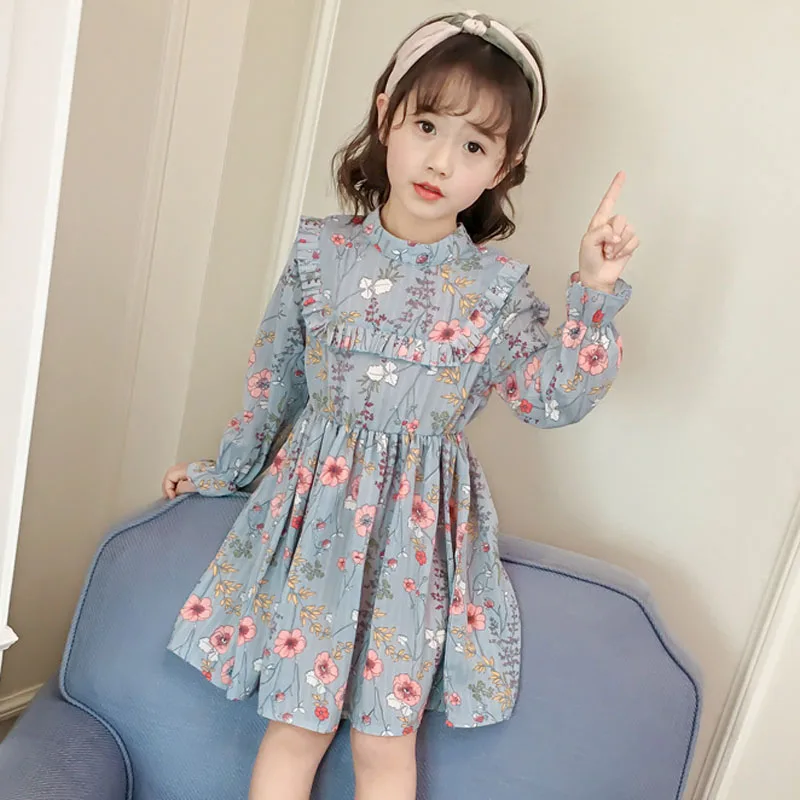 Kids Girls Dresses Spring Autumn Baby Girl Clothes Chiffon Princess Dress Small Floral Print Design Children Sweet | Детская одежда и
