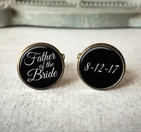 personalized any text wedding Father of the bride groom cufflinks cuff links photo keepsake gift For father | Дом и сад