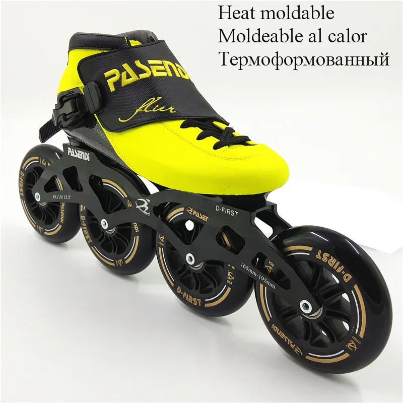 Heat moldable PASENDI тепла для видеосъемки встроенный скорости кататься на коньках велосипед/детскй 4-колесный 110 мм 100 мм термопластика с механизмом взаимного скрепления для катания на роликах для мужчин и женщин, профессиональный rolki кататься на коньках - Цвет: Heat moldable