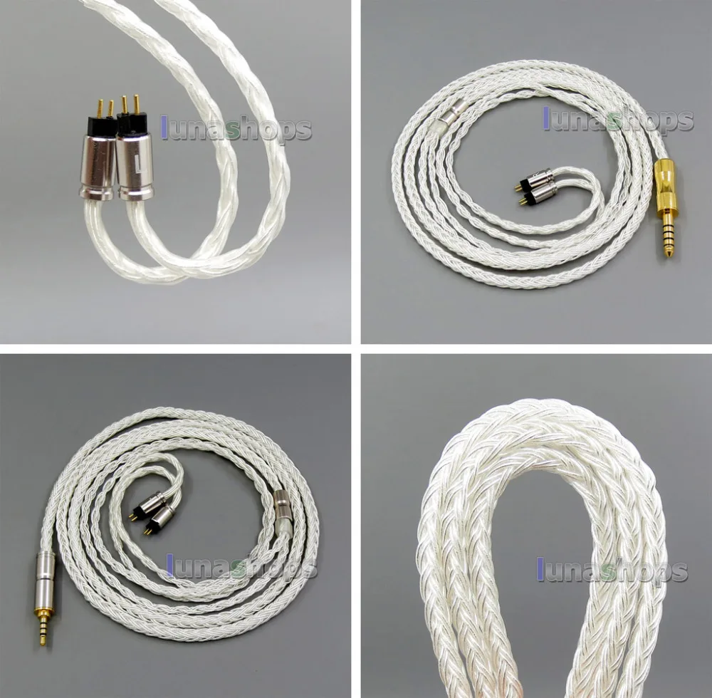 

2.5mm 4.4mm 3.5mm 16 Cores Pure Silver Plated Earphone Cable For 0.78mm Custom 5 8 10 BA W4r Um3x Armature LN006136