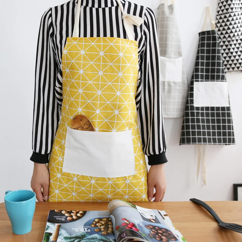 

Lady Women Men Adjustable Cotton Linen High-grade Kitchen Apron for Cooking Restaurant Pinafore Kitchen Apron Dropshipping