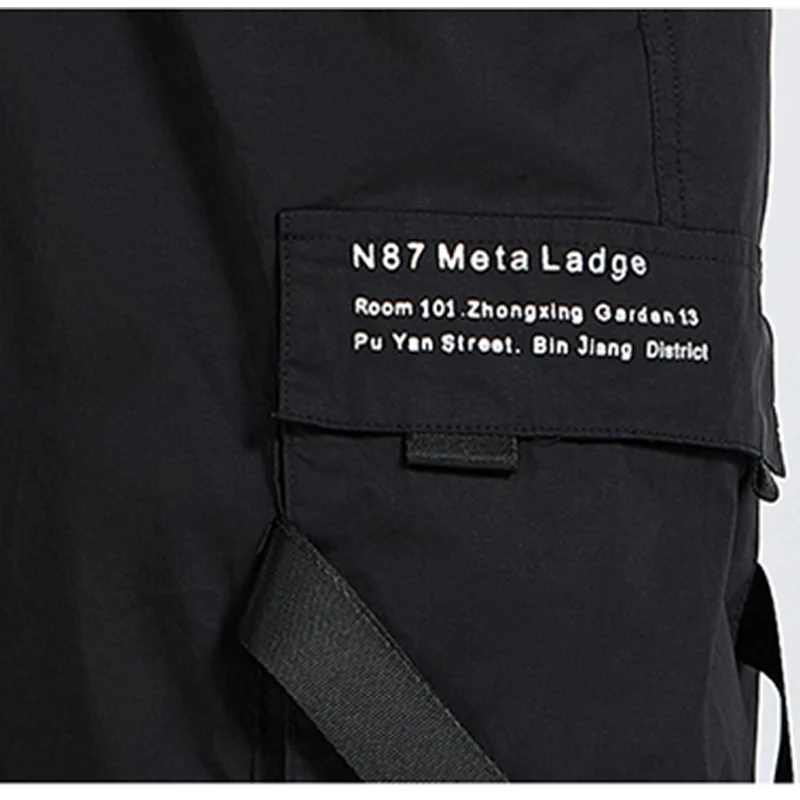Мужские брюки для бега s уличные черные брюки-карго в стиле Харадзюку с боковыми