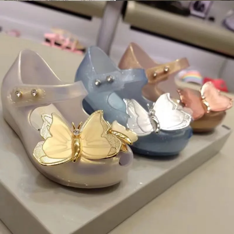 Мини сандалии для девочек Melissa с бабочками новые оригинальные прозрачные детские