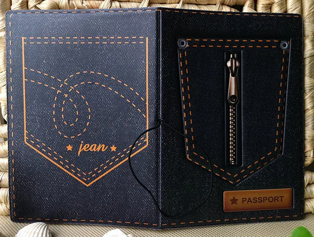Джинсы 3D стерео наборы паспорта держатель Документы Taoka пакет карт-необходимые