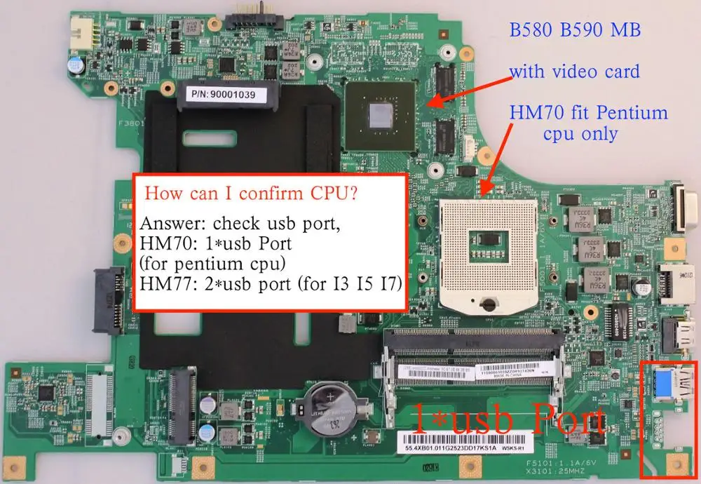

For Lenovo B590 B580 Notebook motherboard with Nvidia GT610 1GB HM70 mainboard