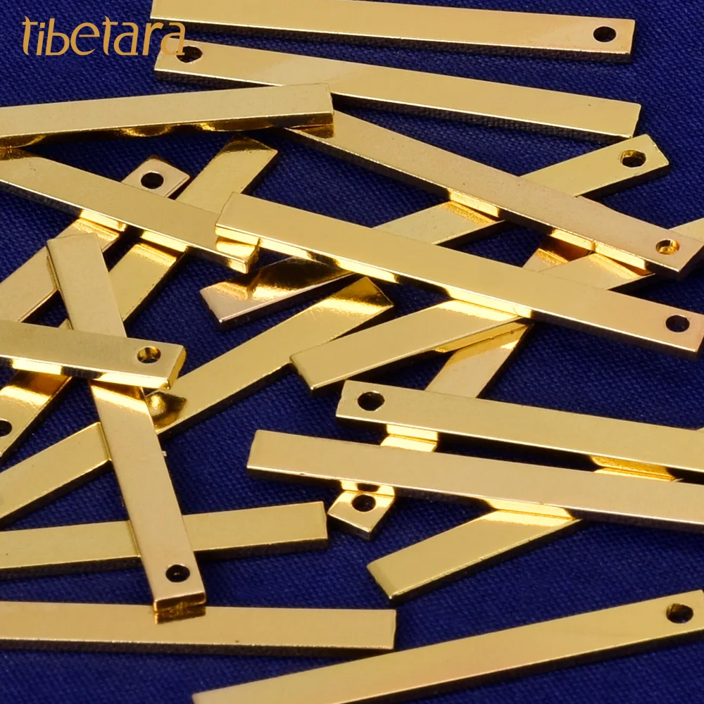 About 30*3*1 mm DIY Jewelry Brass Bars Necklace rectangle Bar Connector Blanks brass Stamping a hole | Украшения и аксессуары