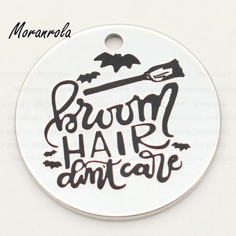 new arried&quot broom hair don't care &quotcopper Necklace &amp Keychain charm Halloween Bat jewelry gift trick or treat | Украшения и