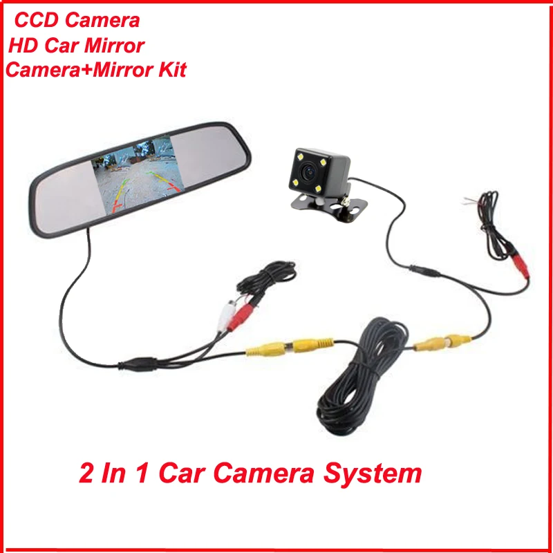 

CCD HD Waterproof Parking Monitors System, LED Night Vision 170 Car Rear View Camera With 4.3 inch Car Rearview Mirror Monitor