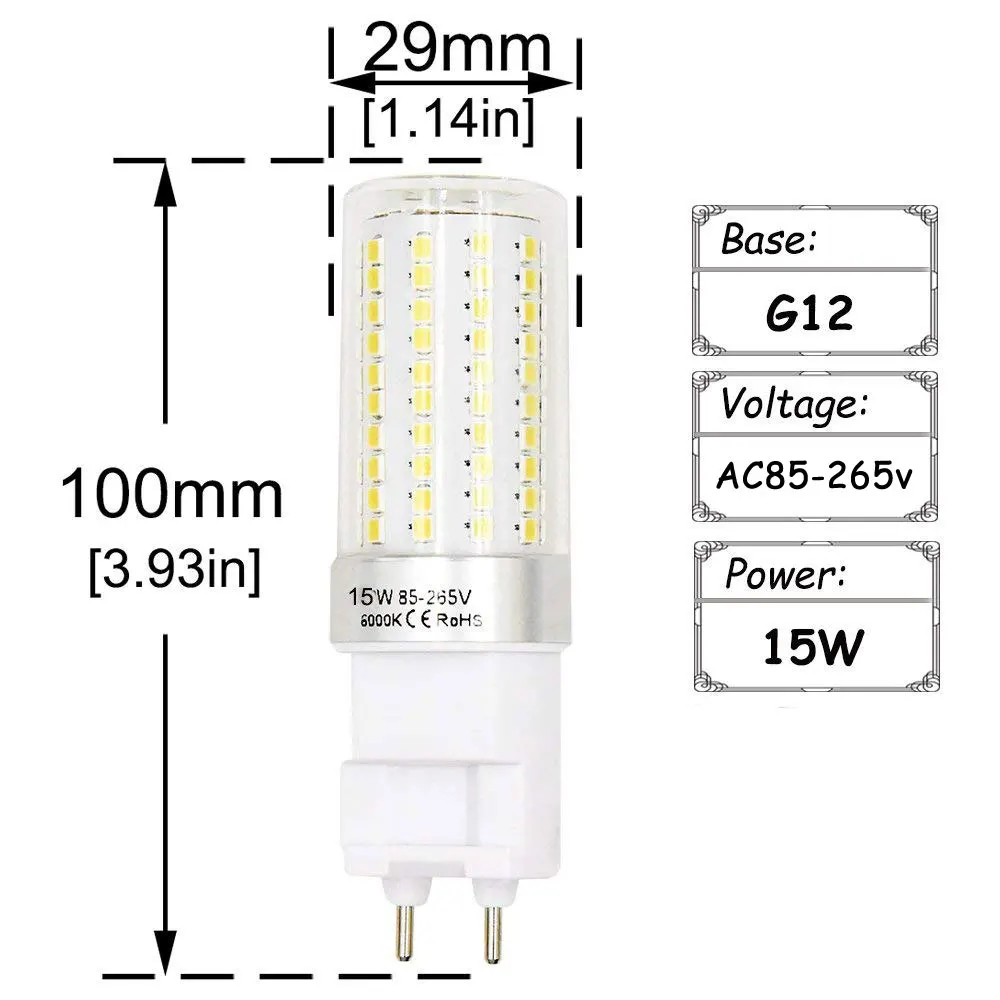 15 Вт G12 120 шт. супер яркий 2835 SMD светодиодный светильник AC85 265V 150 сменные