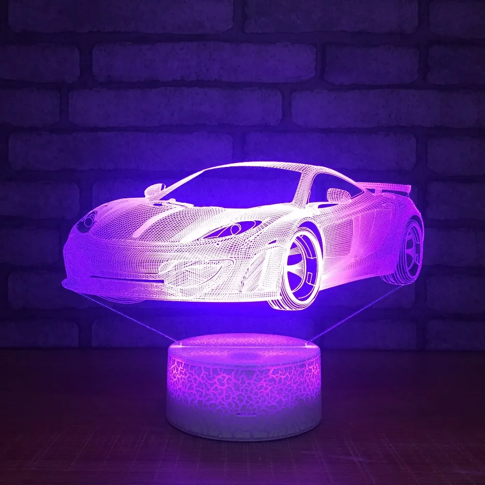 Новинка 7 цветов сменный спортивный автомобиль 3D ночные светильники Сенсорное