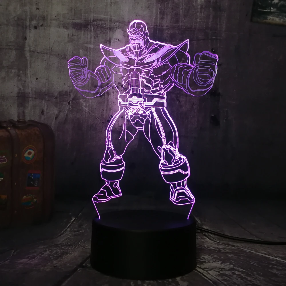 Marvel Мстители Большой злодей танос 3D светодиодный RGB 7 цветов меняющий Ночник