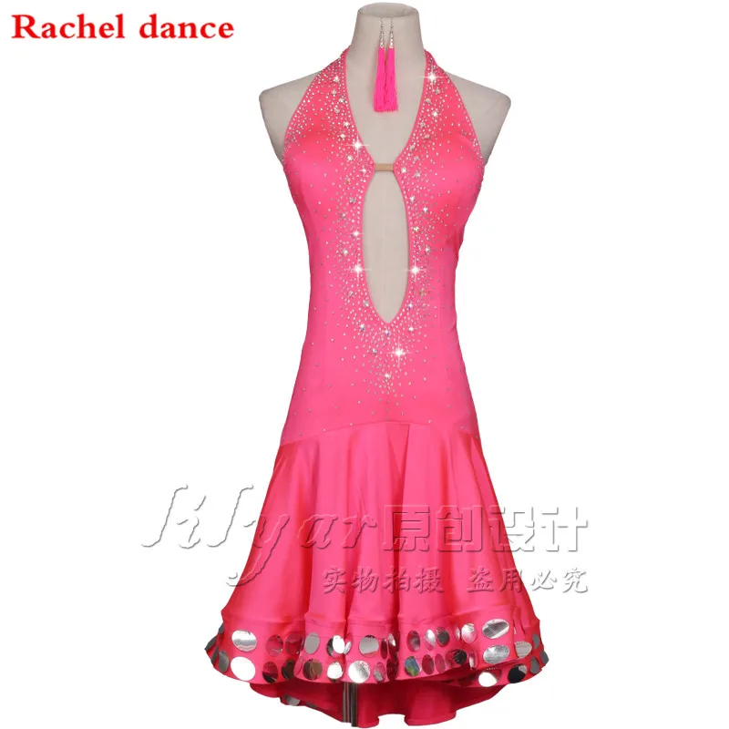 

2018 Diamond Latin Dance Dress Girl Harness Style Long Sleeves Sleeveless Samba Ballroom Tango Dance Clothing Latin Dance Dress