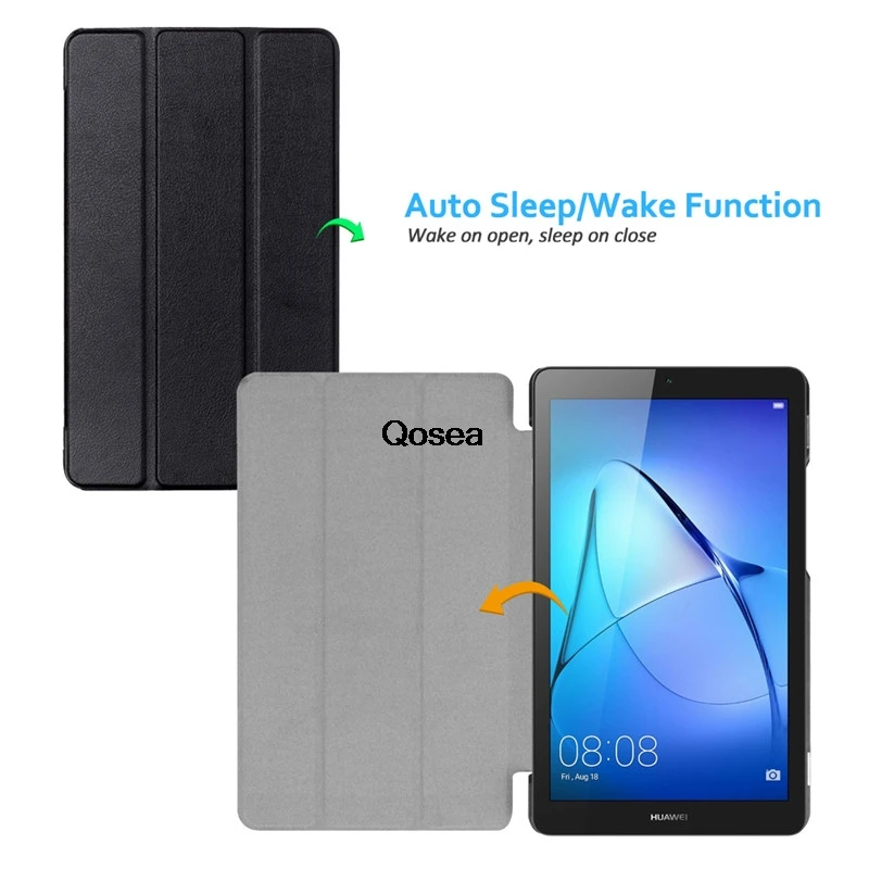 Qosea For Huawei Mediapad T3 7 BG2-W09 Luxury PU Leather Smart Stand Case 8 10.0 Tablet PC Cover |
