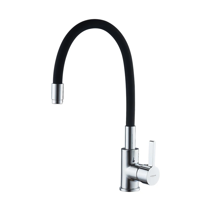 L4898-2 LEDEME Смеситель для кухни с силиконовым изливом латунь L4898 - Цвет: L4898-2