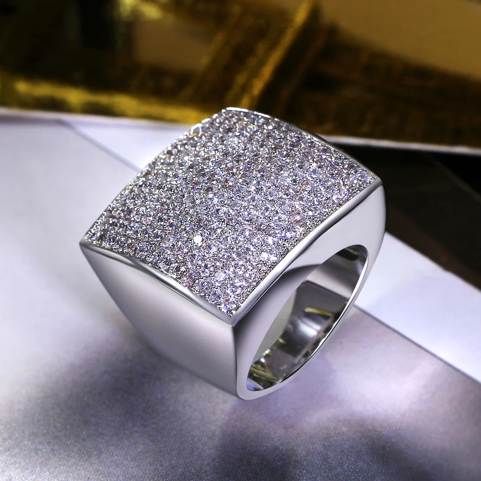 Fashion Geometric design Square shape Big jewelry Zircon stones High Quality Women Trendy Style Wedding Accessory Chunky ring | Украшения и