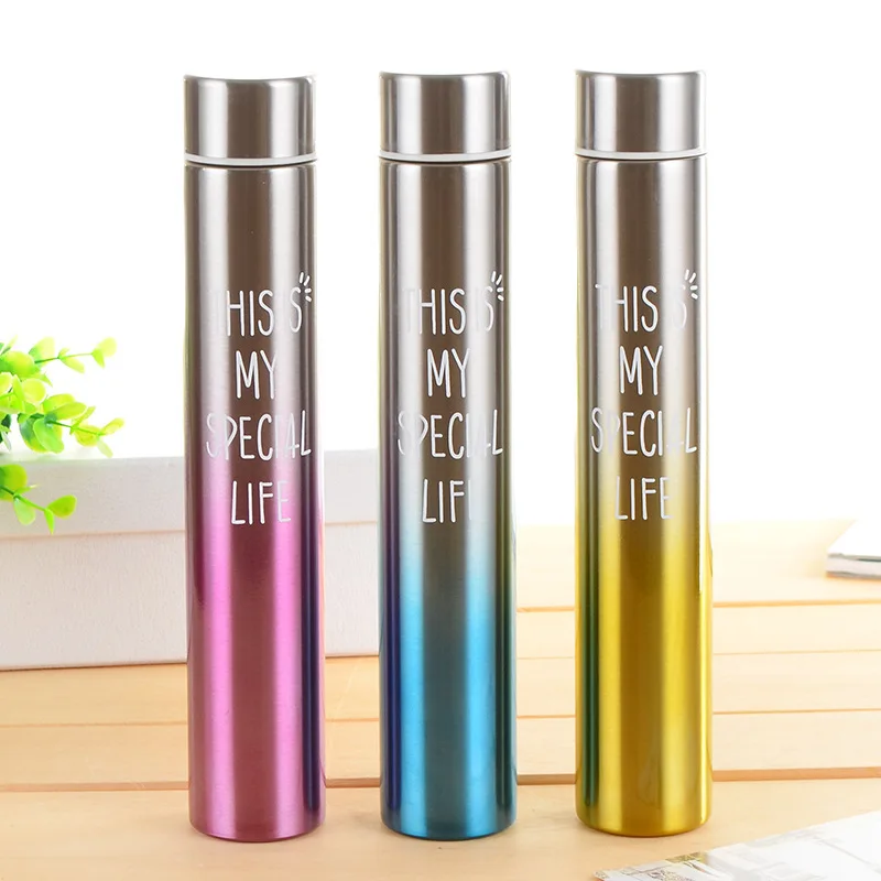 

Creative letters gradient Vacuum Flasks slim STAINLESS STEEL Vacuum Flasks Couple stainless steel cup Free shipping