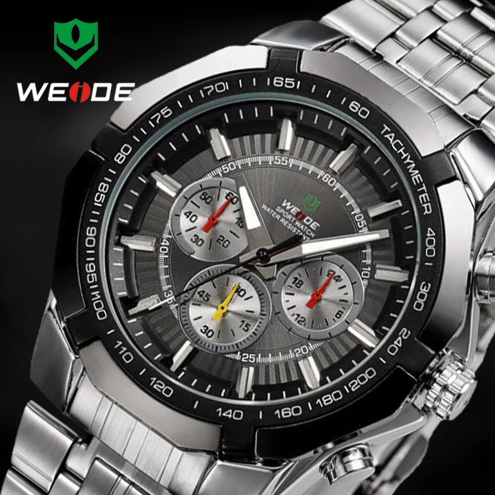 WEIDE Роскошные брендовые полностью стальные мужские часы Аналоговые Модные