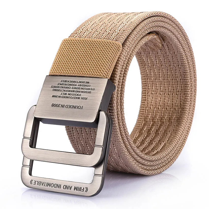 Новинка 2017 года бренд двойной пряжкой холст ремень Для мужчин спорта на открытом