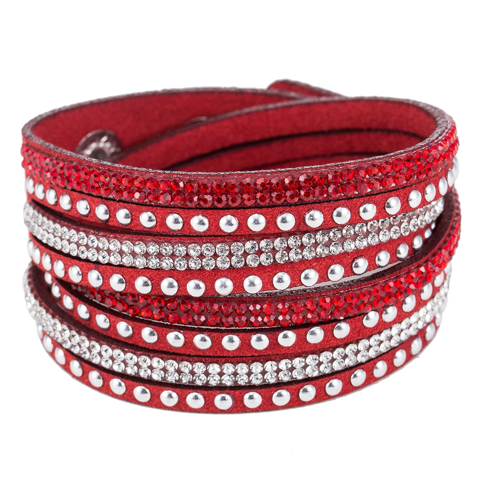 

Hot!Bracelets Multi-layer Winding Wrap Rhinestone Leather Bracelet Fashion Women Hand Jewelry Summer Accessories for Female