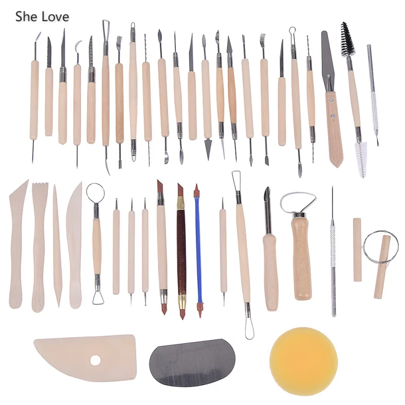 

Chzimade 42Pcs/lot Wood Polymer Clay Carving Knife Pen Pottery Tools Carving Sculpture Shaper Polymer Modeling Clay Tool