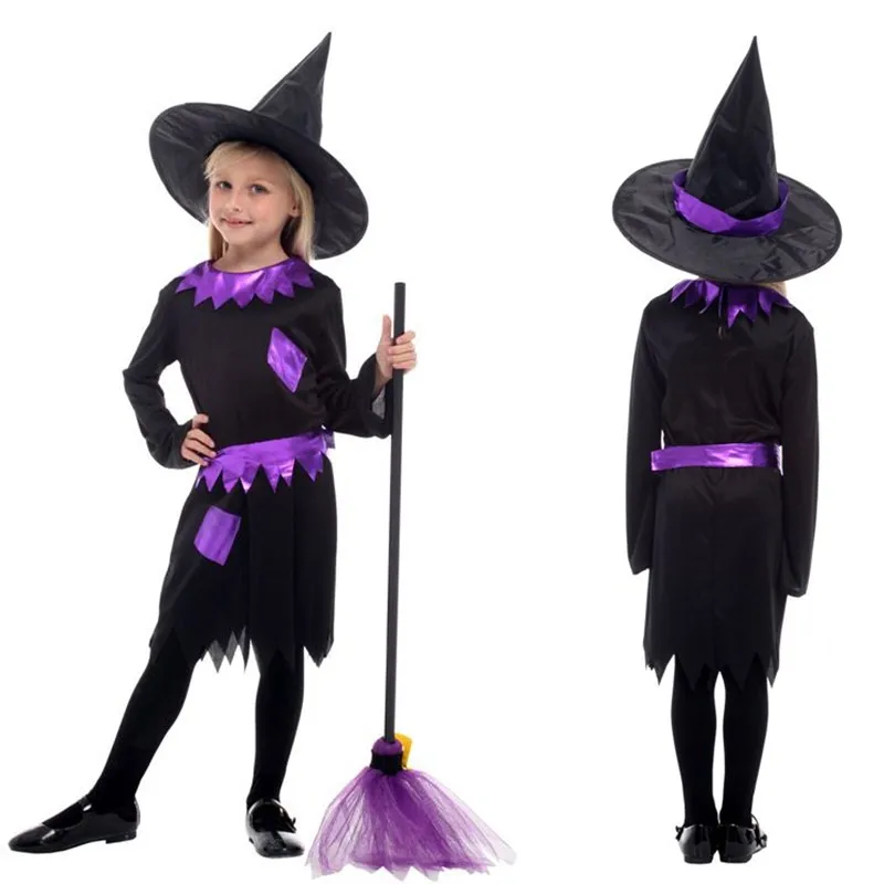 

M-XL Girls Halloween Sorceress Costume for Kids Children Magician Witch Cosplay Purim Carnival Stage play Masquerade party dress