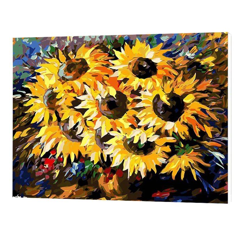 

WONZOM Sunflowers Oil Painting By Numbers DIY Abstract Digital Picture Coloring By Numbers On Canvas Unique Gift For Home 2017