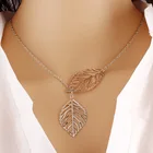 Женская винтажная цепочка с двумя листьями, летнее ожерелье-чокер, массивное ожерелье