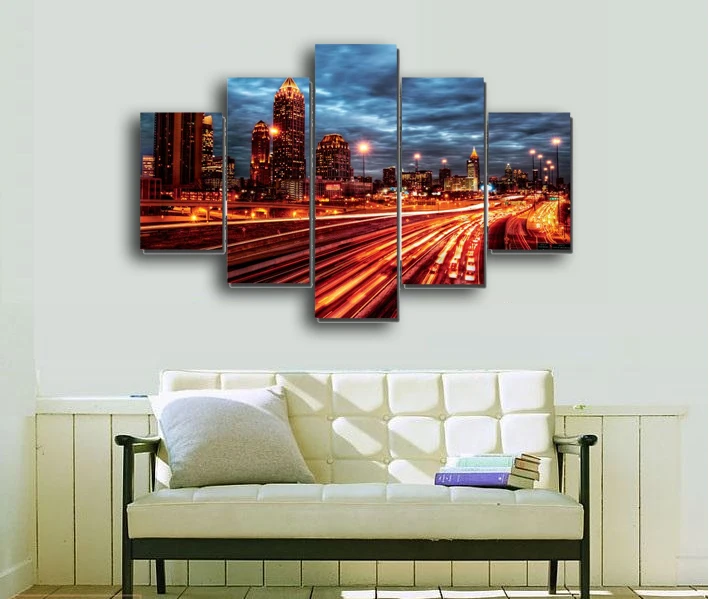 5 шт. Ночной городской Современный домашний декор для стен холст картина