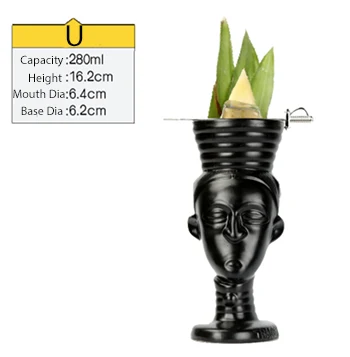 Tiki кружка Tiki стаканы керамические Гавайские кружки для вечеринок очки - Цвет: U