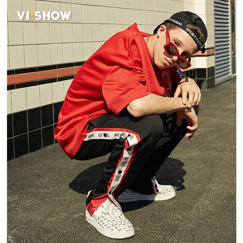 VIISHOW/Новинка мужские спортивные штаны с завязками принтом боковыми полосками