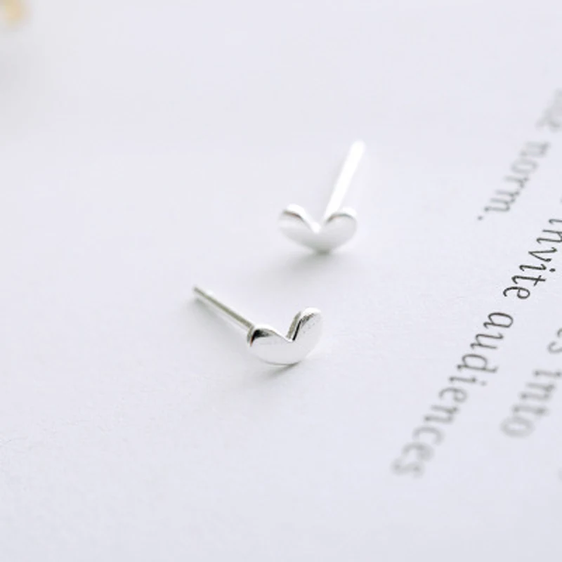S925 pure sv mini lucky small heart серьги-гвоздики универсальные элегантные маленькие сердечки