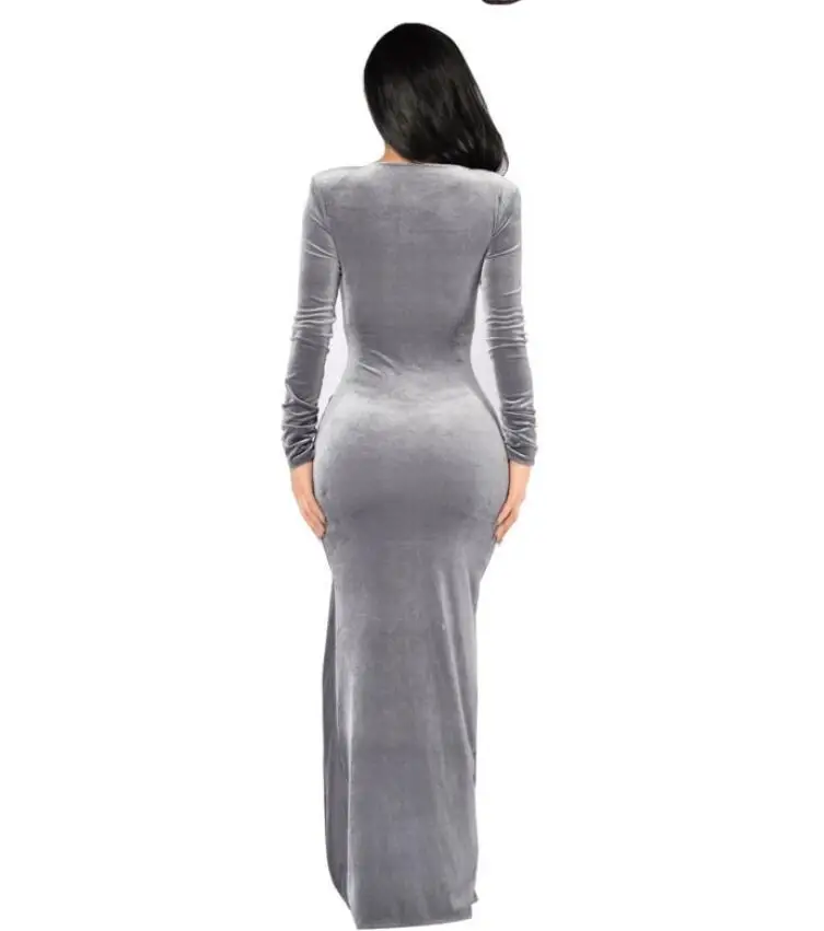 Весна Новый Сексуальный Глубокий V шеей Золото Бархат Тонкий Dress Для Ночь женщины