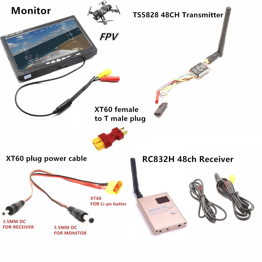 RC FPV Combo System 5 8 ГГц 8g 600 мВт ts5828 мини передатчик RC832H приемник монитор для SJ4000 F450 QAV250