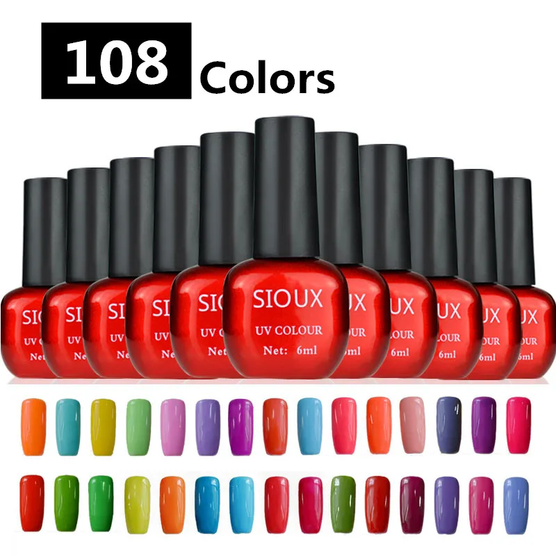 UV Nail Gel Polish UV&ampLED Shining Colorful 108 Colors 6ml Long lasting soak off Varnish cheap Manicure SIOUX free shipping | Красота и