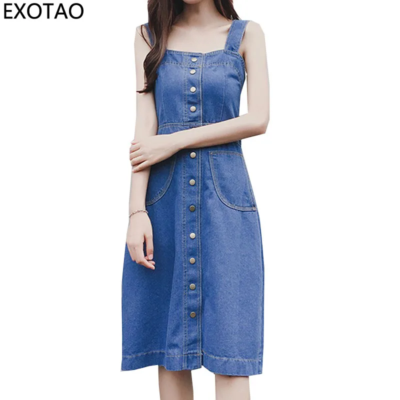Платье EXOTAO женское Осеннее длинное из джинсовой ткани|denim dresses women|denim dressdress women |