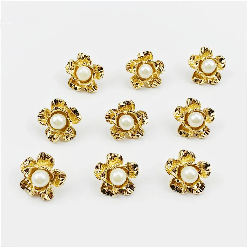 5 шт. круглые белые жемчужные пуговицы Свадебные украшения металлическая задняя