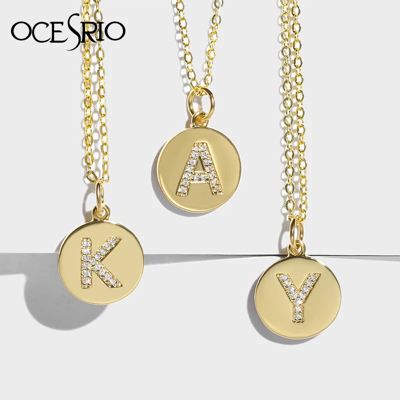 Женское Ожерелье с фианитом OCERIO, Золотистое Ожерелье с радужной надписью, медное ожерелье с надписью